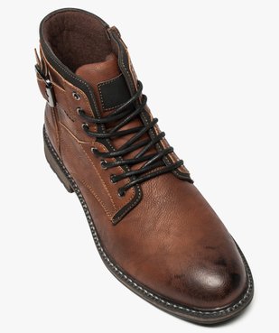 Boots homme unis zippés avec lacets et boucle décorative vue5 - GEMO (CASUAL) - GEMO