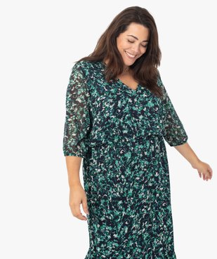 Robe femme longue imprimée à manches 3/4 vue2 - GEMO (G TAILLE) - GEMO