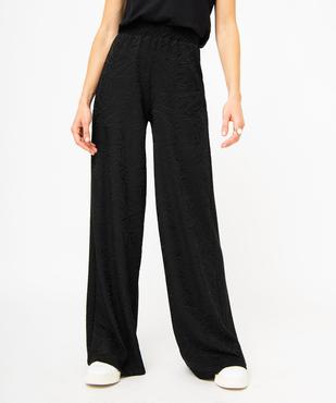 Pantalon en maille texturée coupe ample avec taille élastique femme vue1 - GEMO(FEMME PAP) - GEMO