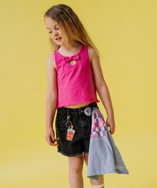 Tee-shirt manches courtes en jersey de coton à motif fille vue6 - GEMO 4G FILLE - GEMO