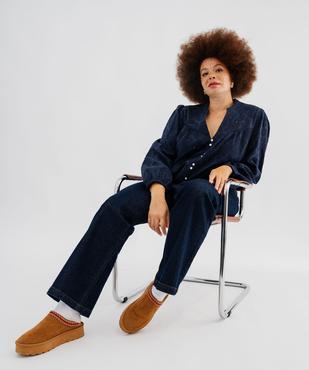 Blouse manches longues à broderies fleuries femme grande taille vue1 - GEMO (G TAILLE) - GEMO