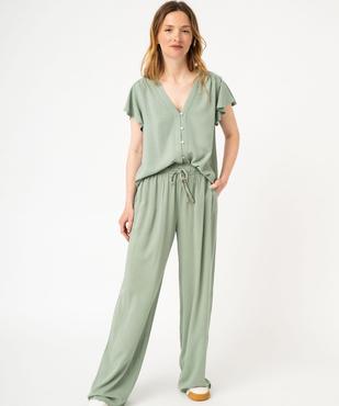 Pantalon fluide en viscose coupe large femme vue6 - GEMO 4G FEMME - GEMO