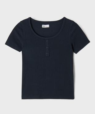 Tee-shirt manches courtes en maille côtelée fille vue1 - GEMO 4G FILLE - GEMO