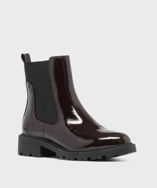 Boots femme vernies style Chelsea à semelle crantée vue2 - 5 MILES - GEMO