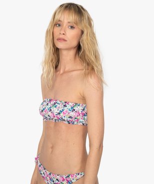 Haut de maillot de bain femme forme bandeau à motifs fleuris vue1 - GEMO (PLAGE) - GEMO