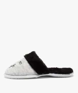 Chaussons femme mules plates brodées Born to sleep vue3 - GEMO(HOMWR FEM) - GEMO