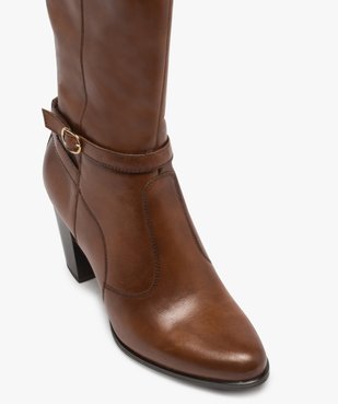 Bottes femme à talon dessus cuir et bride décorative vue5 - GEMO(URBAIN) - GEMO