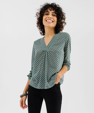 Tee-shirt manches longues imprimé col V fantaisie femme vue1 - GEMO 4G FEMME - GEMO