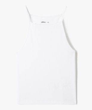 Débardeur fille côtelé à fines bretelles façon crop top vue1 - GEMO (JUNIOR) - GEMO