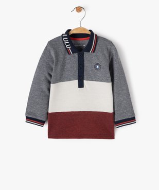 Polo bébé garçon tricolore à manches longues – LuluCastagnette vue1 - LULUCASTAGNETTE - GEMO