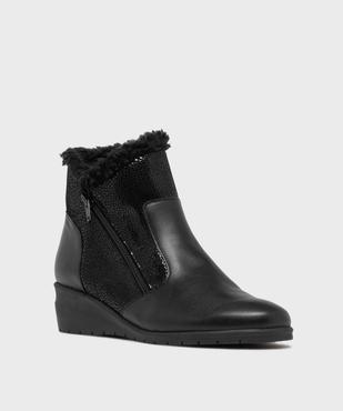Bottines fourrées en cuir à talon compensée gamme confort femme vue2 - G'FLEX GEMO FOR GOOD - GEMO