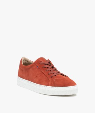 Baskets femme unies en cuir à lacets – Tanéo vue2 - TANEO - GEMO