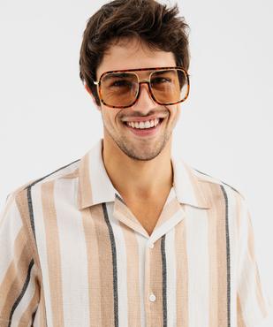 Chemise manches courtes et col cubain à rayures homme vue2 - GEMO (HOMME) - GEMO
