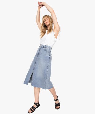 Jupe femme en jean longueur mollets – LuluCastagnette vue5 - LULUCASTAGNETTE - GEMO