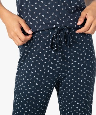 Pantalon de pyjama femme en maille fine avec bas resserré vue2 - GEMO(HOMWR FEM) - GEMO