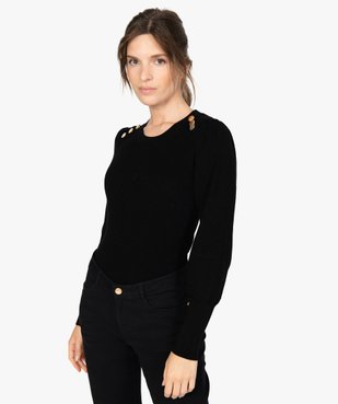 Pull femme avec manches bouffantes et boutons fantaisie vue2 - GEMO(FEMME PAP) - GEMO