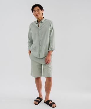 Chemise à manches longues en lin et coton coupe regular homme vue4 - GEMO 4G HOMME - GEMO