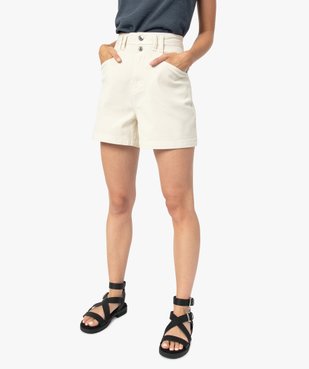 Short femme en toile de coton taille haute vue1 - GEMO(FEMME PAP) - GEMO