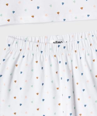 Pyjama en coton à motifs coeurs fille vue3 - GEMO 4G FILLE - GEMO