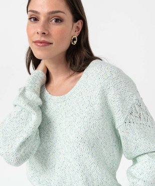 Pull femme en maille chinée décolleté dans le dos vue2 - GEMO(FEMME PAP) - GEMO