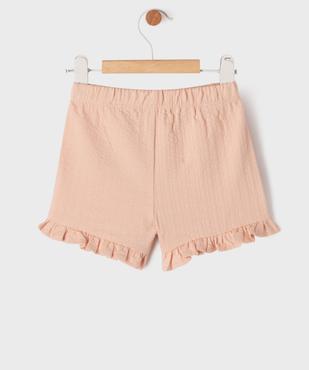 Short en jersey de coton texturé à taille élastiquée bébé fille vue3 - GEMO 4G BEBE - GEMO