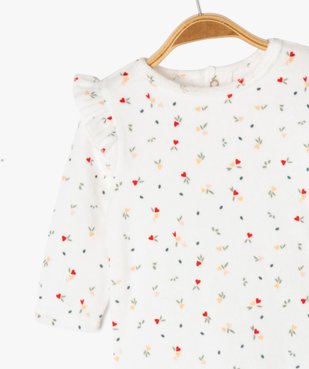 Pyjama en velours avec volants et motifs coeurs bébé fille vue2 - GEMO 4G BEBE - GEMO