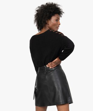 Pull femme à rayures et col en V vue3 - GEMO(FEMME PAP) - GEMO