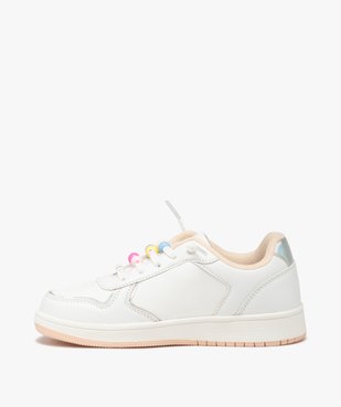 Baskets fille unis à lacets élastiques fantaisie avec perles vue4 - GEMO 4G FILLE - GEMO