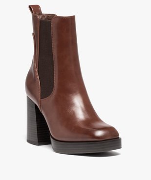 Boots femme unies à talon haut avec bout carré vue2 - GEMO(URBAIN) - GEMO