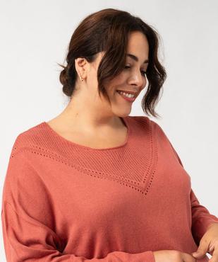 Pull en fine maille à encolure ajourée fantaisie femme grande taille vue2 - GEMO (G TAILLE) - GEMO