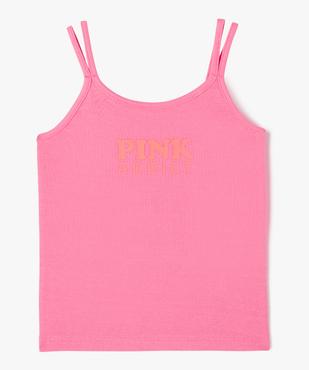 Débardeur à fines bretelles en maille côtelée avec message fille vue1 - GEMO 4G FILLE - GEMO