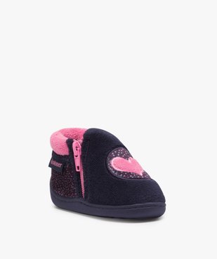 Chaussons bébé fille bottillons zippé brodé cœur - Isotoner vue2 - ISOTONER - GEMO