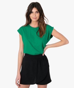 Tee-shirt femme à manches courtes à revers vue1 - GEMO(FEMME PAP) - GEMO