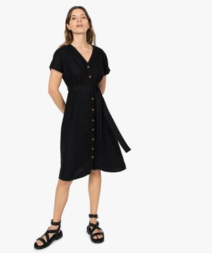 Robe femme boutonnée en lin/viscose vue1 - GEMO(FEMME PAP) - GEMO