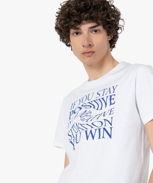 Tee-shirt homme à manches courtes avec inscription positive vue2 - GEMO (HOMME) - GEMO