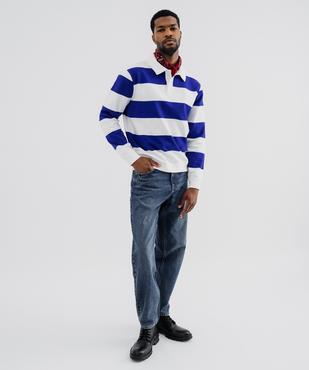 Sweat en molleton bouclette rayé à col polo homme vue4 - GEMO 4G HOMME - GEMO