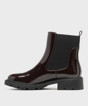 Boots femme vernies style Chelsea à semelle crantée vue3 - 5 MILES - GEMO