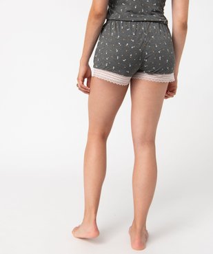 Short de pyjama femme en maille fluide avec bas en dentelle vue3 - GEMO(HOMWR FEM) - GEMO
