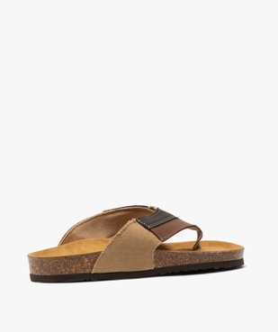 Sandales homme à bride entre-doigts en toile et cuir vue4 - GEMO (CASUAL) - GEMO