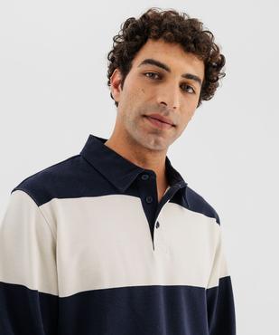 Sweat à rayures avec col chemise homme vue4 - GEMO (HOMME) - GEMO