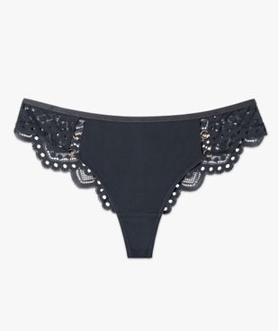 Tanga femme en microfibre et dentelle vue4 - GEMO(HOMWR FEM) - GEMO
