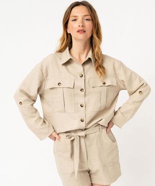 Chemise manches longues avec poches à rabat femme vue2 - GEMO(FEMME PAP) - GEMO