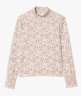 Tee-shirt femme col montant à motif fleuri vue4 - GEMO C4G FEMME - GEMO