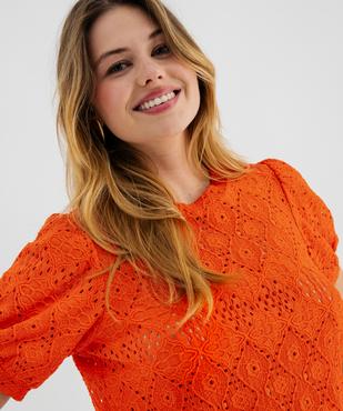 Tee-shirt à manches courtes en maille ajourée femme vue2 - GEMO 4G FEMME - GEMO