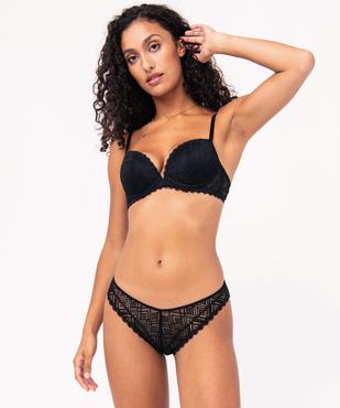 Tanga en microfibre et dentelle femme vue3 - GEMO(HOMWR FEM) - GEMO