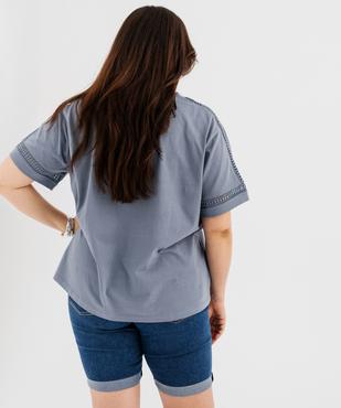 Tee-shirt manches courtes avec détails brodés femme grande taille vue3 - GEMO 4G GT - GEMO
