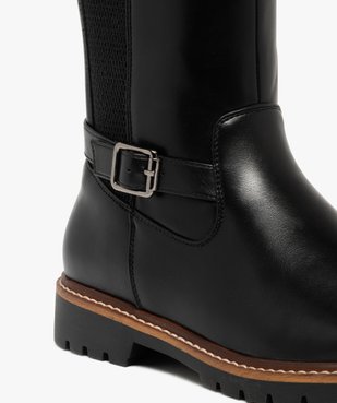 Bottes femme cavalières avec parties élastiques et boucle fantaisie vue6 - GEMO (CASUAL) - GEMO