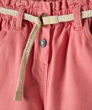Pantalon bébé fille en toile avec ceinture tressée vue2 - GEMO(BEBE DEBT) - GEMO
