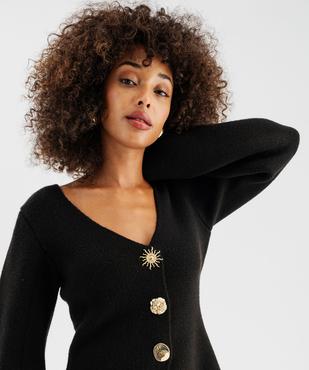 Gilet col V avec boutons fantaisie femme vue3 - GEMO(FEMME PAP) - GEMO