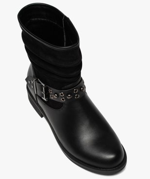 Boots femme style motardes unies à talon plat vue5 - GEMO (CASUAL) - GEMO
